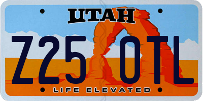 UT license plate Z250TL