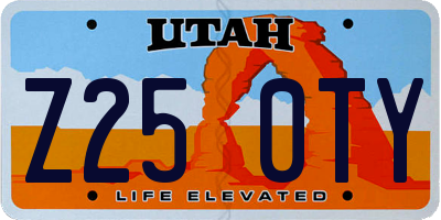 UT license plate Z250TY