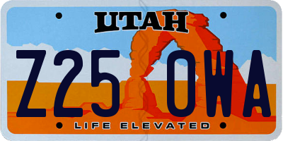UT license plate Z250WA