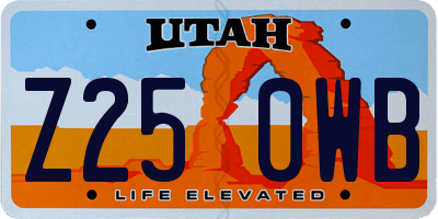 UT license plate Z250WB