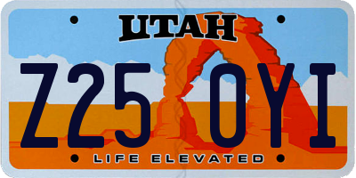 UT license plate Z250YI