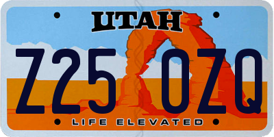 UT license plate Z250ZQ