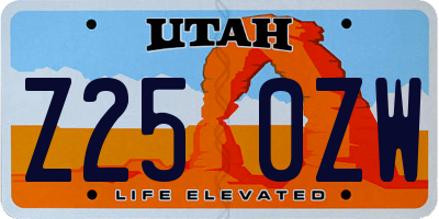 UT license plate Z250ZW