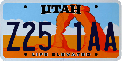 UT license plate Z251AA