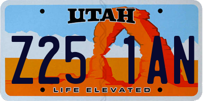 UT license plate Z251AN