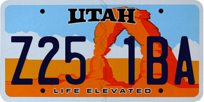 UT license plate Z251BA