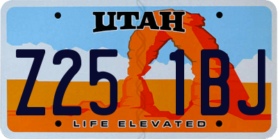 UT license plate Z251BJ