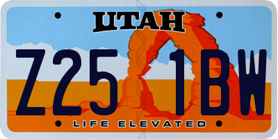 UT license plate Z251BW