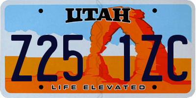 UT license plate Z251ZC