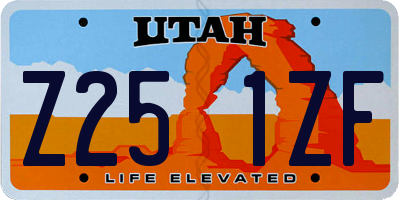 UT license plate Z251ZF