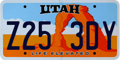 UT license plate Z253DY