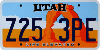 UT license plate Z253PE