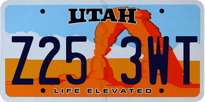 UT license plate Z253WT