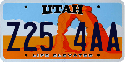 UT license plate Z254AA