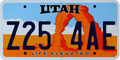 UT license plate Z254AE