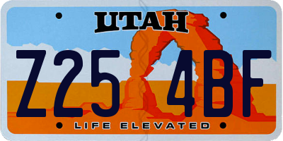 UT license plate Z254BF