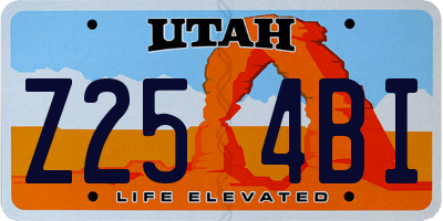 UT license plate Z254BI
