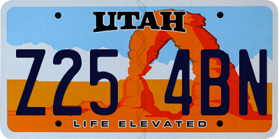 UT license plate Z254BN