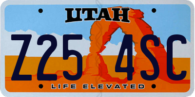 UT license plate Z254SC