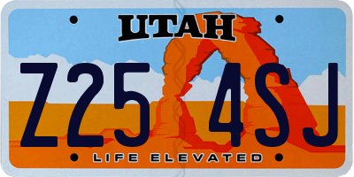 UT license plate Z254SJ