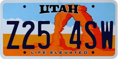 UT license plate Z254SW