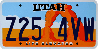 UT license plate Z254VW