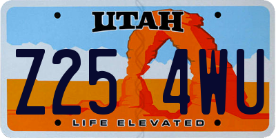 UT license plate Z254WU