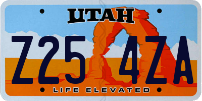 UT license plate Z254ZA