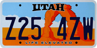 UT license plate Z254ZW