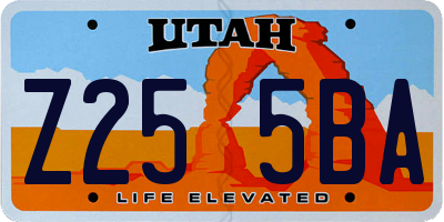 UT license plate Z255BA