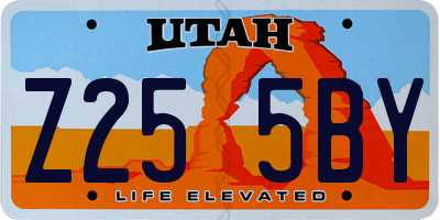 UT license plate Z255BY