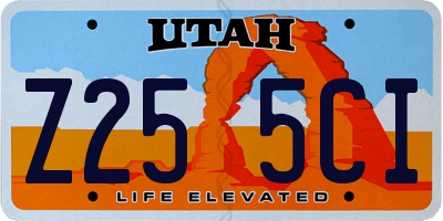UT license plate Z255CI