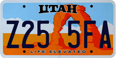 UT license plate Z255FA