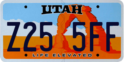 UT license plate Z255FF