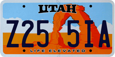 UT license plate Z255IA