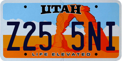 UT license plate Z255NI