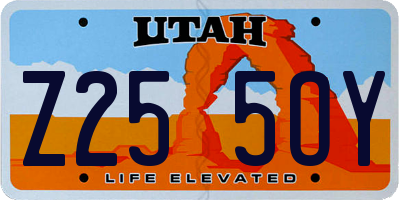 UT license plate Z255OY