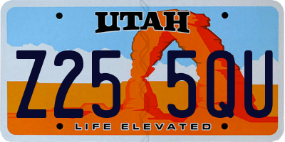 UT license plate Z255QU