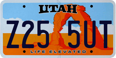 UT license plate Z255UT