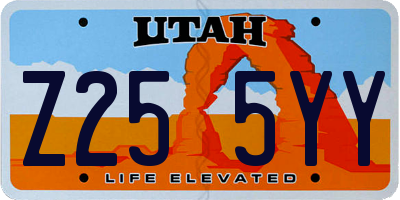 UT license plate Z255YY
