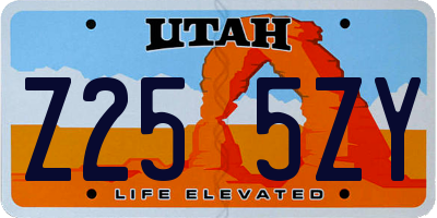 UT license plate Z255ZY