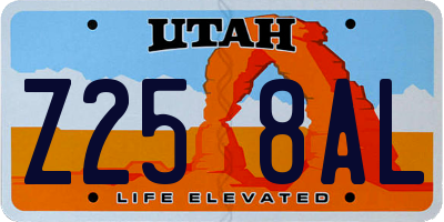 UT license plate Z258AL