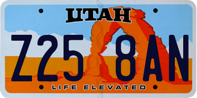 UT license plate Z258AN