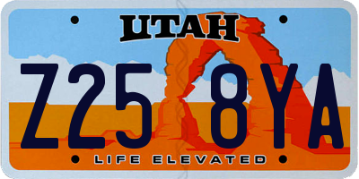 UT license plate Z258YA