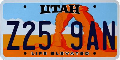 UT license plate Z259AN
