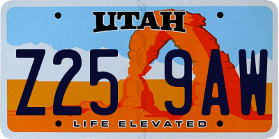 UT license plate Z259AW