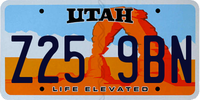 UT license plate Z259BN