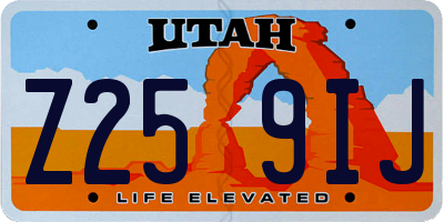 UT license plate Z259IJ