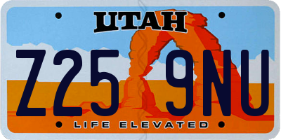 UT license plate Z259NU