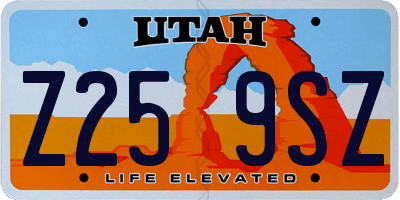 UT license plate Z259SZ